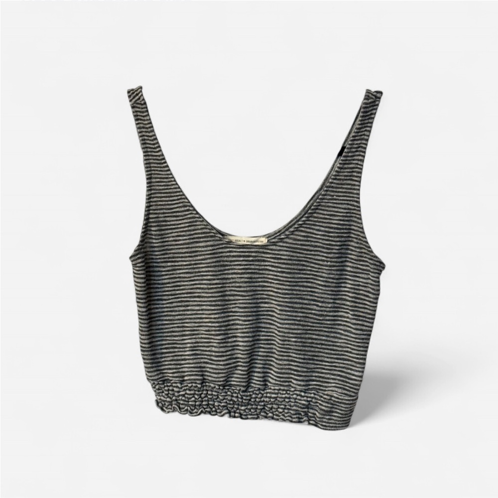 Urban Outfitters Project Social T Black and Gray Striped Crop Top